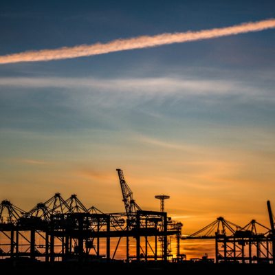Sky over harbour in Bremerhaven