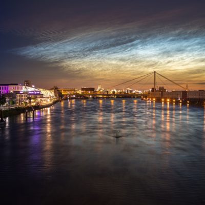 mystical atmosphere over the Rhine in Ludwigshafen