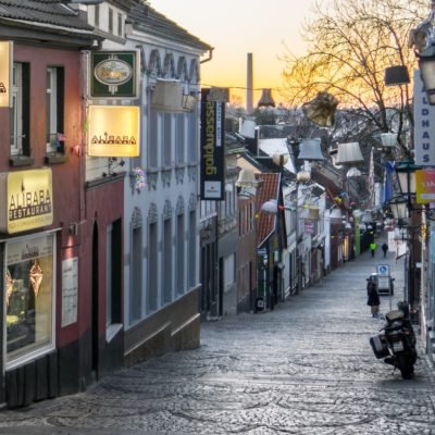 View into cobblestone lanes of Mönchengladbach