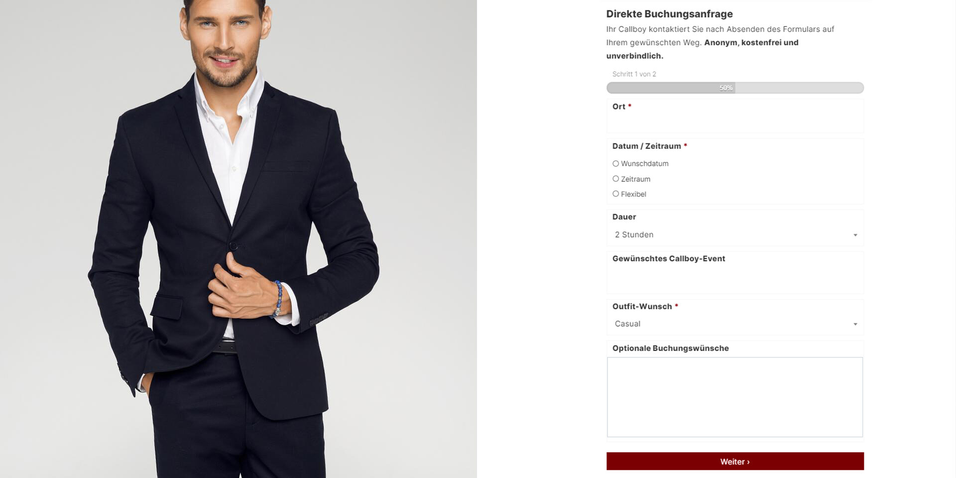 callboys-buchen Bild von zwei sehr sympathischen Callboys, einer schick und einer lässig gekleidet